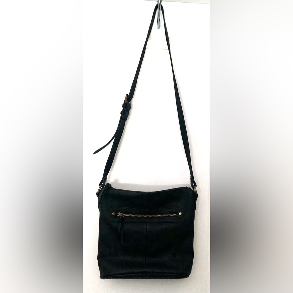 Sonoma Black Crossbody Bag with Front Zip Pocket
